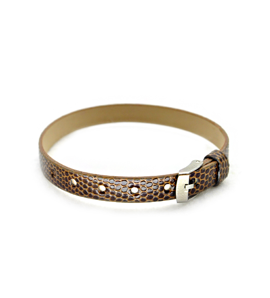 Imitation leather bracelet (1 unit) 8 mm width. - Brown